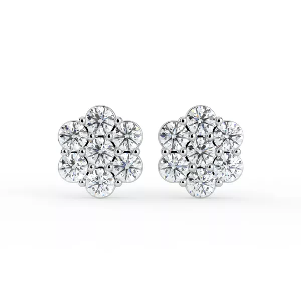 Lab Diamond Flower Cluster Stud Earrings