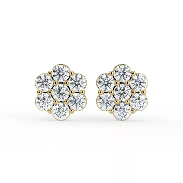 Lab Diamond Flower Cluster Stud Earrings