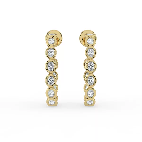 Oval Bezel Inside-Out Lab Diamond Hoop Earrings