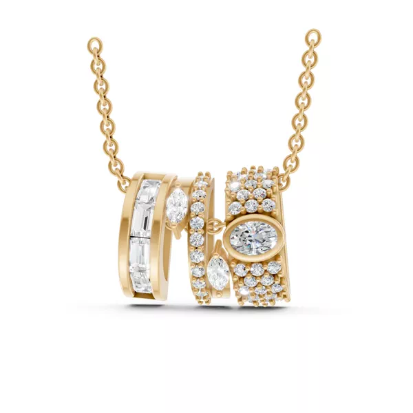 Triple Arc Mixed-Cut Lab Diamond Pendant