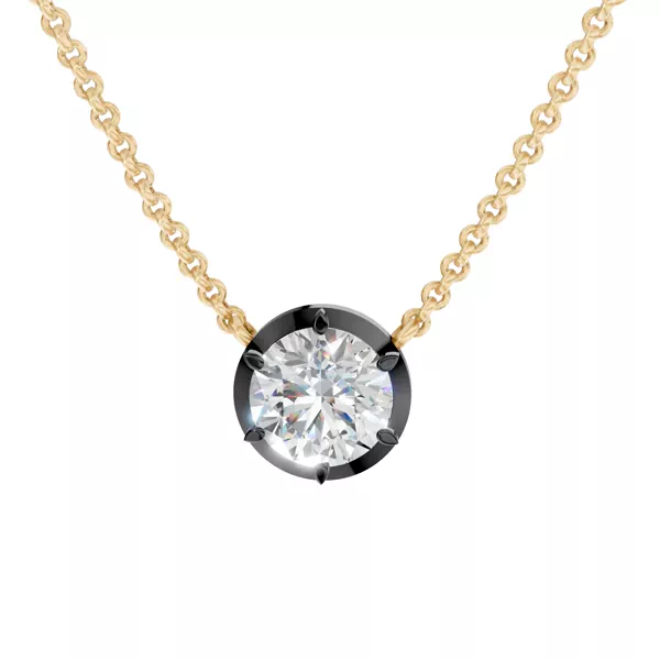 Black Bezel Round Lab Diamond Pendant (1 ct. tw.)