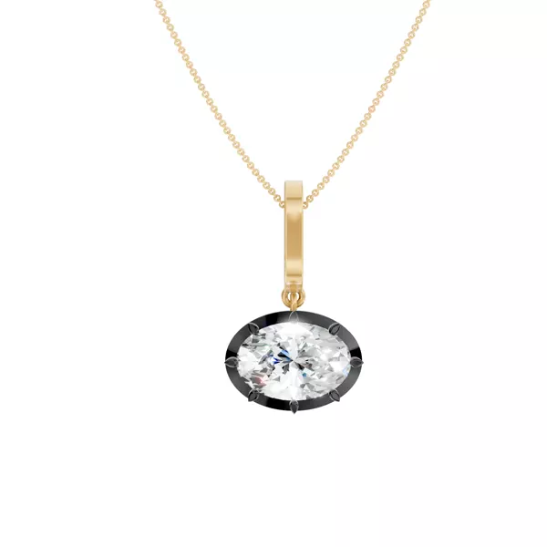Black Bezel Oval Lab Diamond Pendant (1.50 ct. tw.)