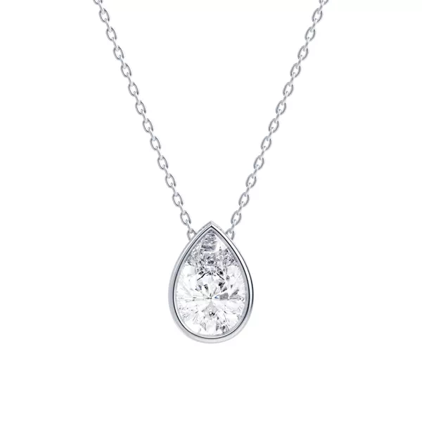Floating Pear Diamond Bezel Necklace