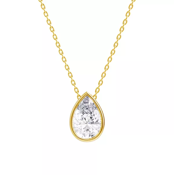 Floating Pear Diamond Bezel Necklace