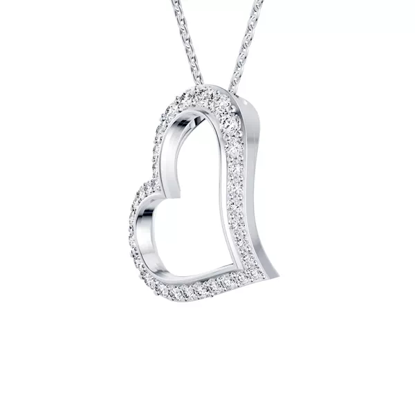 Pavé Lab Diamond Heart Silver Pendant