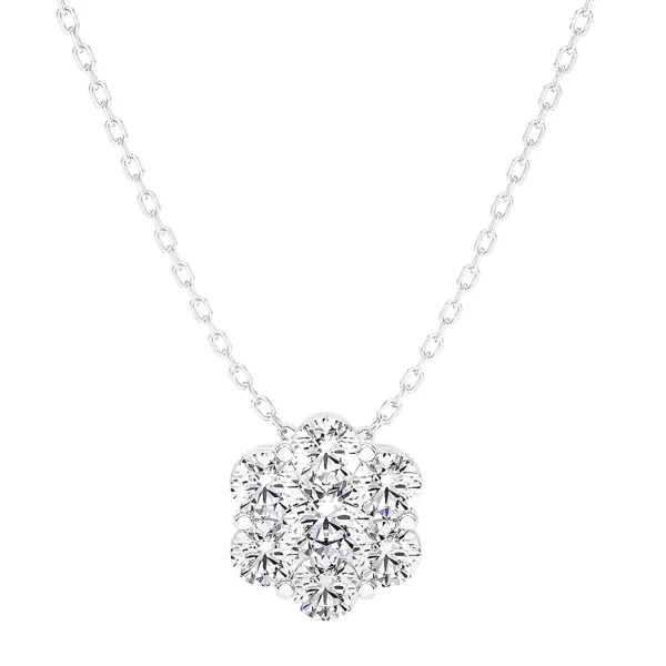 Floral Diamond Cluster Necklace (2 ct. tw.)