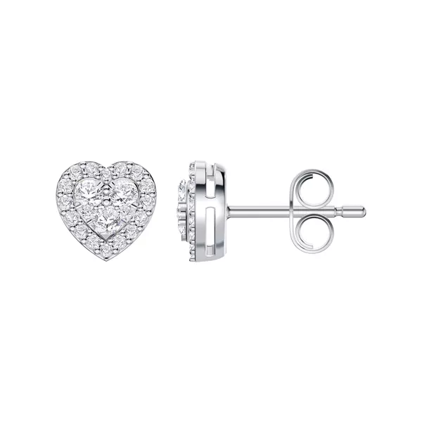 Amorette Heart Cluster Halo Lab Earrings