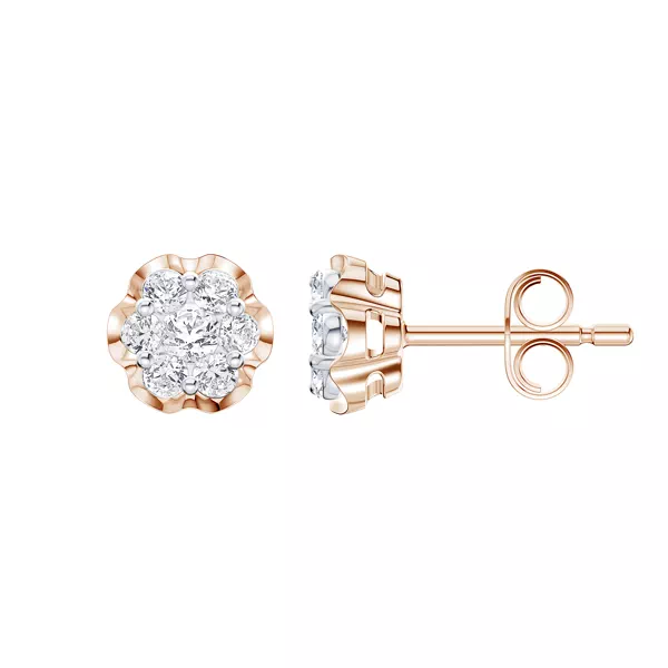 Camellia Scalloped Cluster Lab Earrings