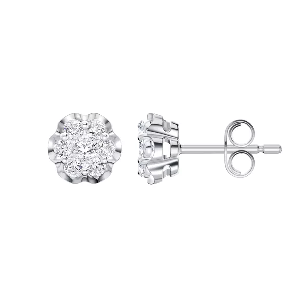 Camellia Scalloped Cluster Lab Earrings
