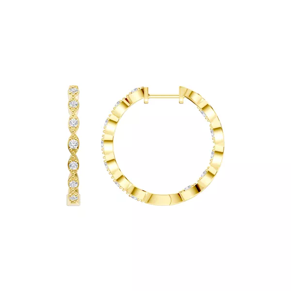 Marquise Outline Inside-Out Pavé Lab Hoops