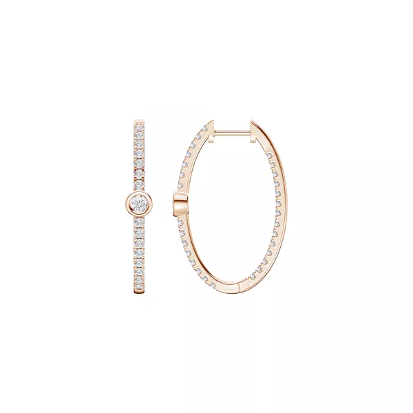 Embliss Round Bezel Pavé Lab Hoops (1 ct. tw)