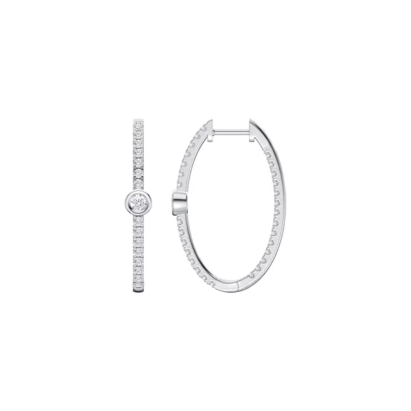 Embliss Round Bezel Pavé Lab Hoops (1 ct. tw)