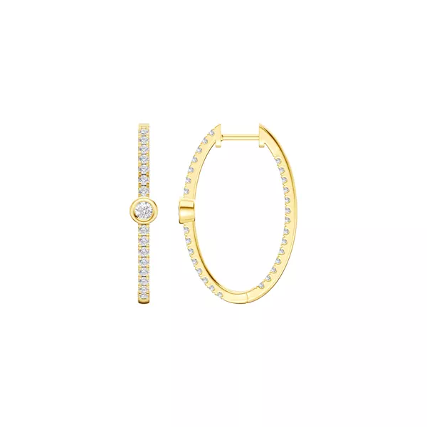 Embliss Round Bezel Pavé Lab Hoops (1 ct. tw)