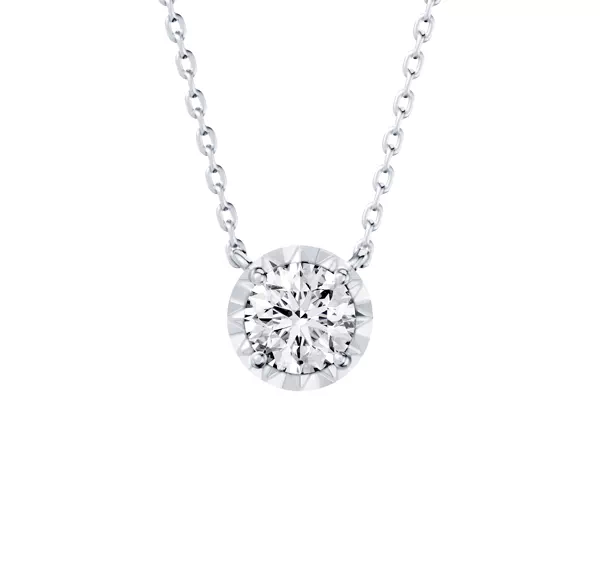 Amplify Faceted Bezel Lab Diamond Silver Necklace (0.33 ct. tw.)