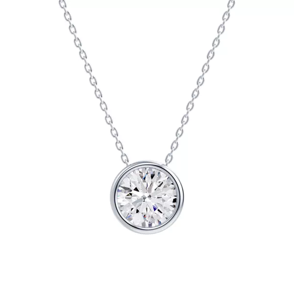 Floating Round Diamond Bezel Necklace