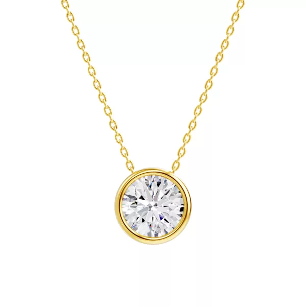 Floating Round Diamond Bezel Necklace