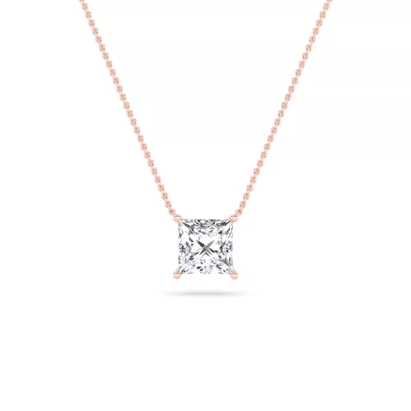 Floating Princess-Cut Lab Diamond Solitaire Necklace (1.00 ct.)