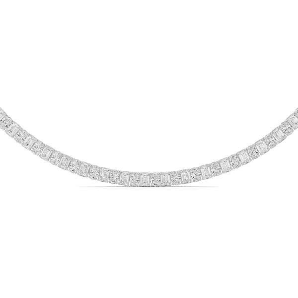 Adjustable Oval & Emerald-Cut Lab Diamond Eternity Necklace (33.00 ct. tw.)
