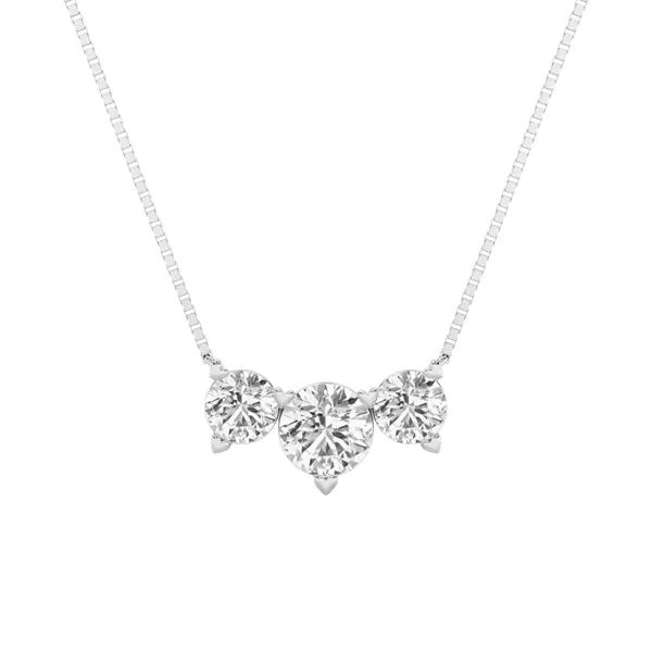 Three Stone Heart Prong Round Lab Diamond Necklace (2.00 ct. tw.)