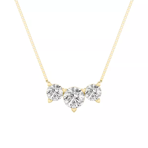 Three Stone Heart Prong Round Lab Diamond Necklace (2.00 ct. tw.)