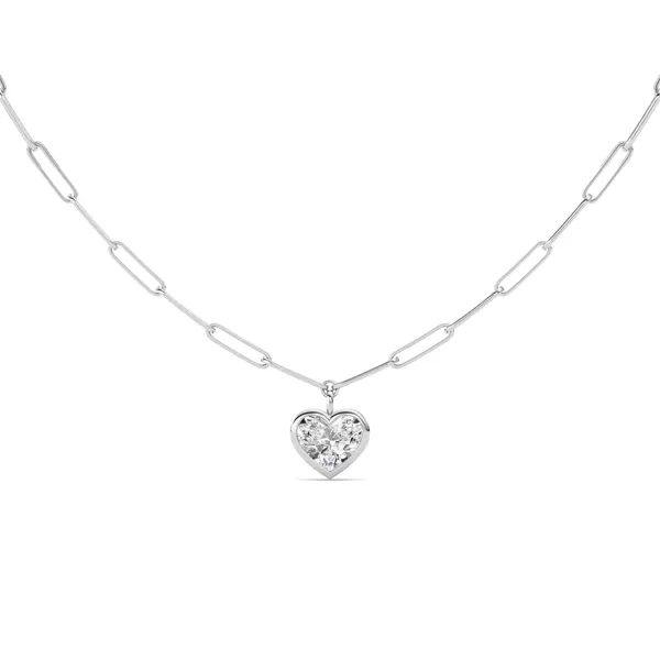 Paperclip Chain Bezel Heart Lab Diamond Necklace (4.00 ct.)