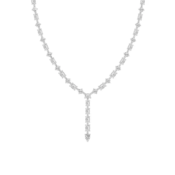 Adjustable Round & Emerald-Cut Lab Diamond Spaced Lariat Necklace (20.00 ct. tw.)