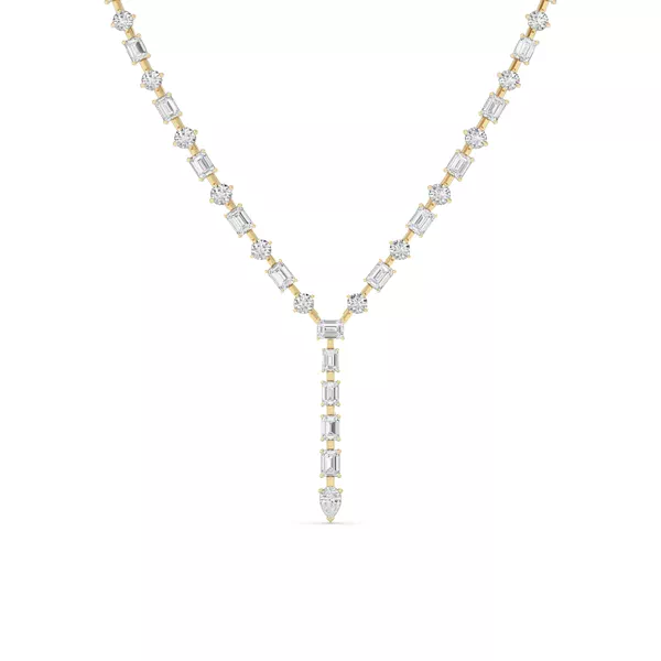 Adjustable Round & Emerald-Cut Lab Diamond Spaced Lariat Necklace (20.00 ct. tw.)