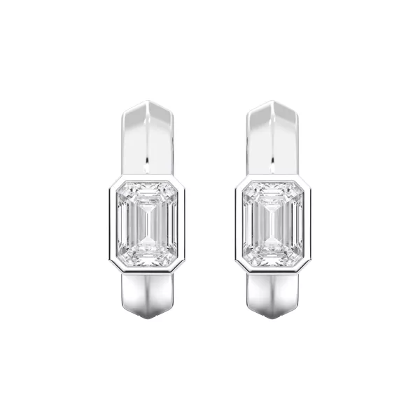 Brava Bezel-Set Emerald-Cut Lab Diamond Huggie Hoops (1 ct. tw.)