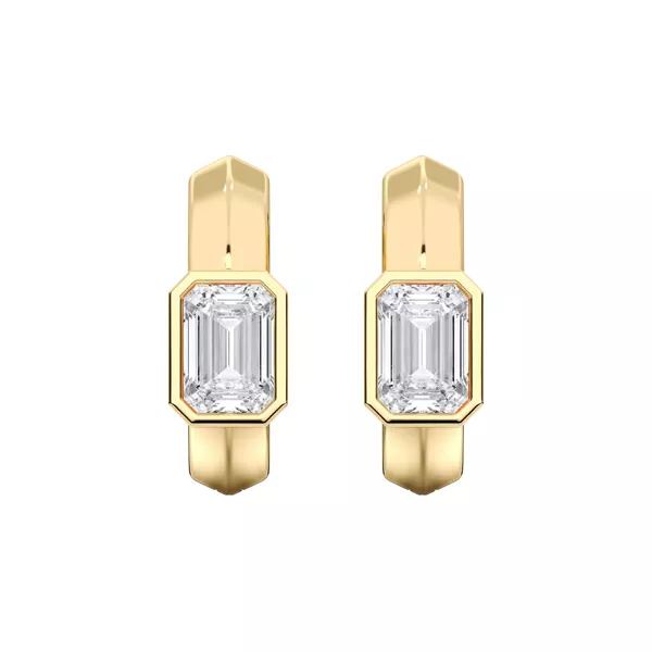 Brava Bezel-Set Emerald-Cut Lab Diamond Huggie Hoops (1 ct. tw.)