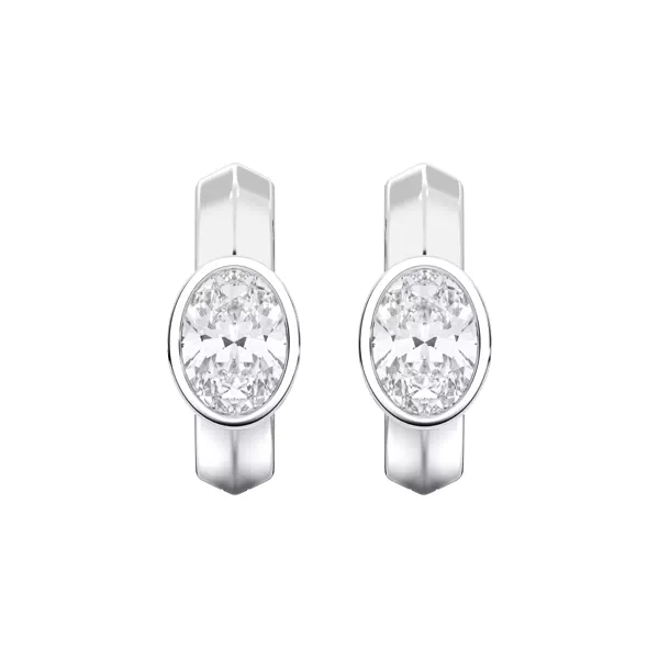 Brava Bezel-Set Oval Lab Diamond Huggie Hoops (1 ct. tw.)