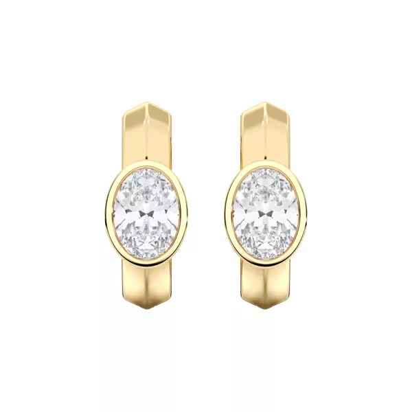 Brava Bezel-Set Oval Lab Diamond Huggie Hoops (1 ct. tw.)