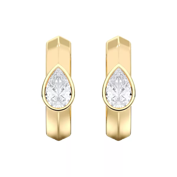 Brava Bezel-Set Pear Lab Diamond Huggie Hoops (1/2 ct. tw.)