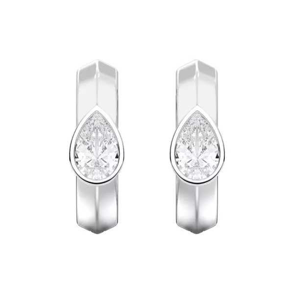 Brava Bezel-Set Pear Lab Diamond Huggie Hoops (1 ct. tw.)