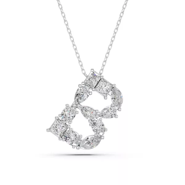 Mixed Shape Lab Diamond B Initial Pendant