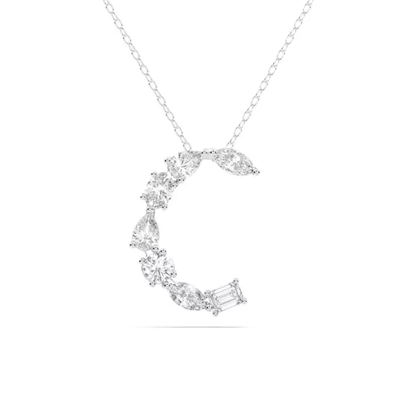 Mixed Shape Lab Diamond C Initial Pendant