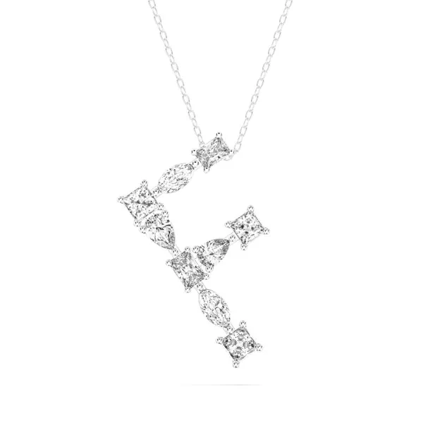 Mixed Shape Lab Diamond F Initial Pendant