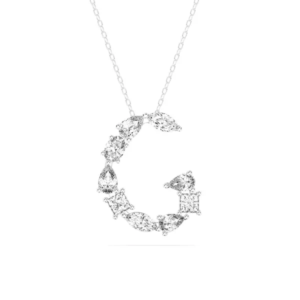 Mixed Shape Lab Diamond G Initial Pendant
