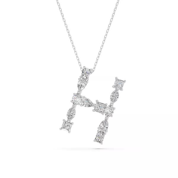 Mixed Shape Lab Diamond H Initial Pendant