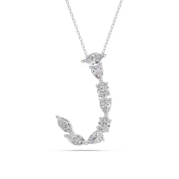Mixed Shape Lab Diamond J Initial Pendant