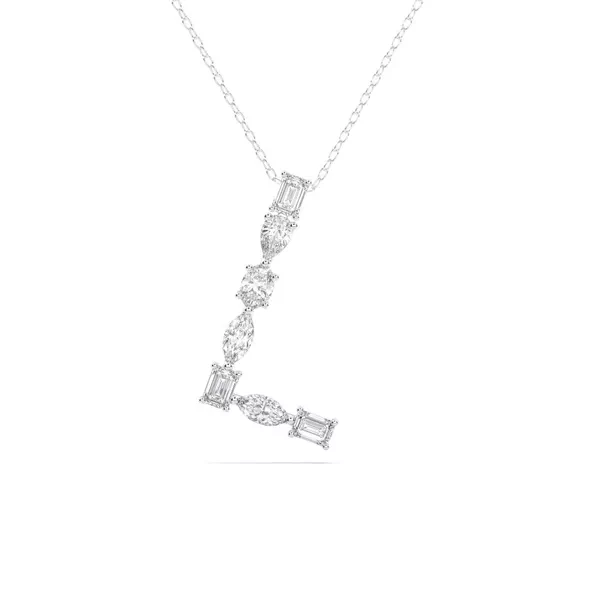 Mixed Shape Lab Diamond L Initial Pendant