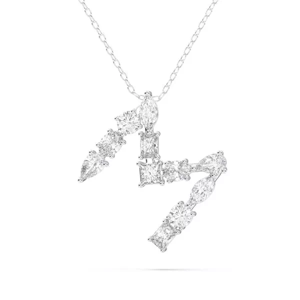 Mixed Shape Lab Diamond M Initial Pendant