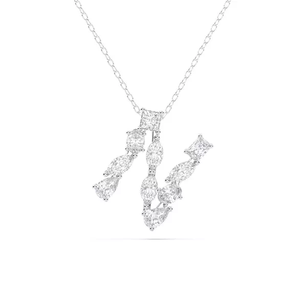 Mixed Shape Lab Diamond N Initial Pendant