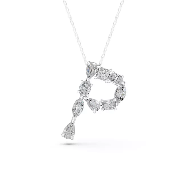 Mixed Shape Lab Diamond P Initial Pendant