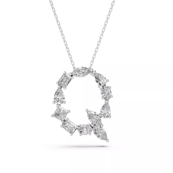 Mixed Shape Lab Diamond Q Initial Pendant