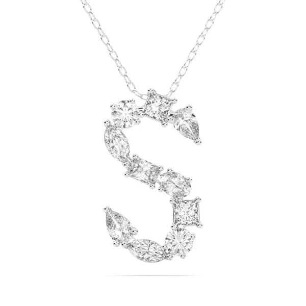 Mixed Shape Lab Diamond S Initial Pendant