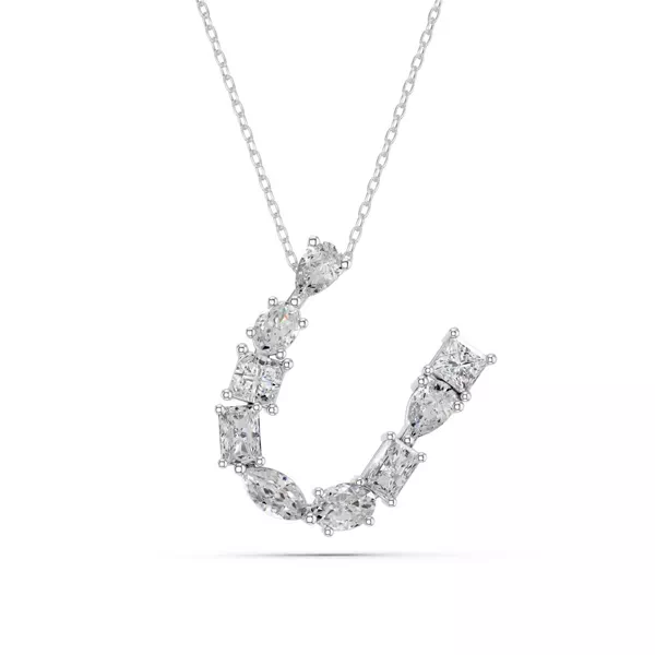 Mixed Shape Lab Diamond U Initial Pendant
