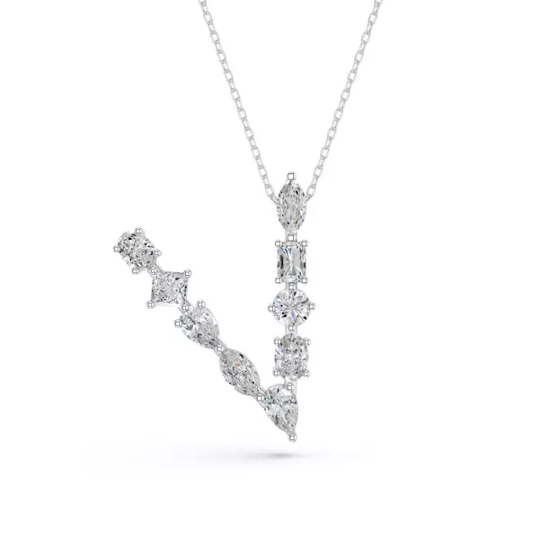 Mixed Shape Lab Diamond V Initial Pendant
