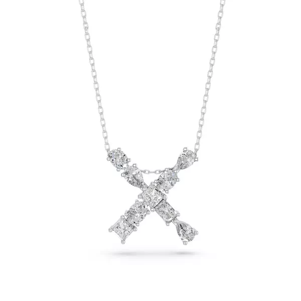 Mixed Shape Lab Diamond X Initial Pendant