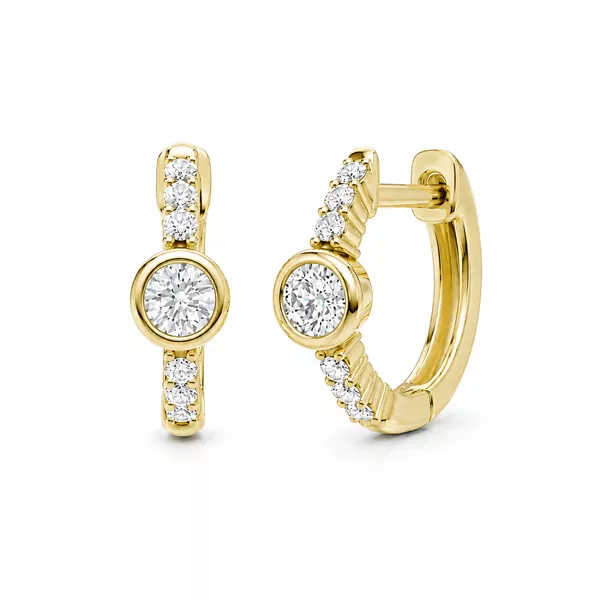 Bezel Lab Diamond Pavé Huggie Earrings