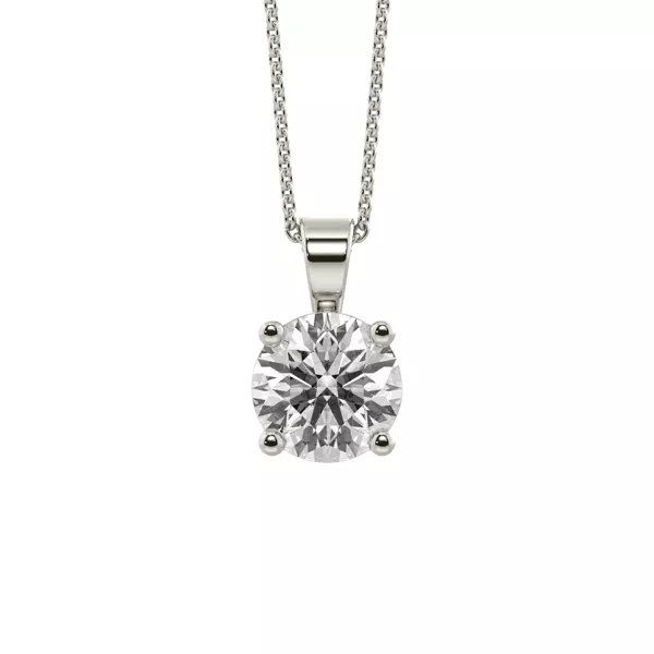 Classic Solitaire Lab Diamond Silver Necklace (1.00 ct. tw.)